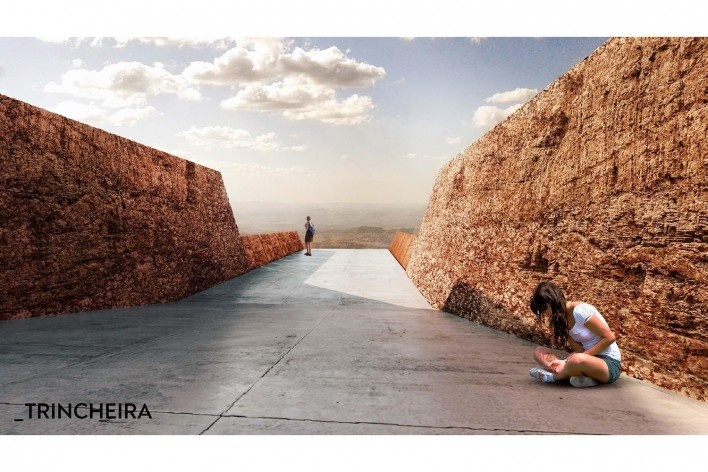 Projeto para a Mina Pau Branco, maquete eletrônica, Brumadinho MG. Arquitetos Lucas de Sousa, Mariana Alves Barbosa, Pedro Machado Meneghel, Renata Semin e Vitória Paulino<br />Acervo dos autores 