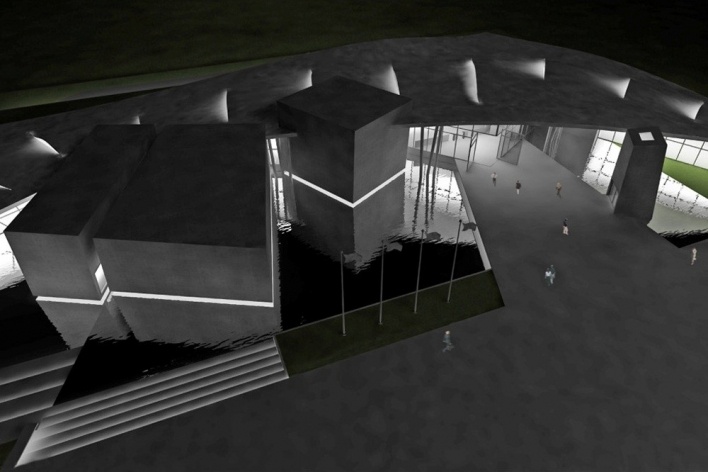 Perspectiva noturna<br />Desenho do escritório 