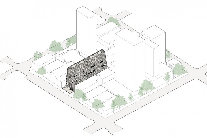 Casamirador Savassi, perspectiva, Belo Horizonte MG Brasil, 2021. Arquitetos Gisele Borges e Ulisses Mikhail Itokawa (autores) / Gisele Borges Arquitetura<br />Imagem divulgação  [Gisele Borges Arquitetura]