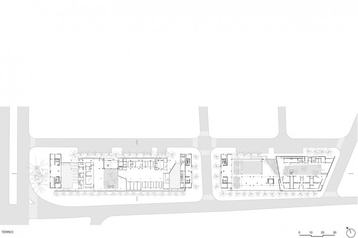 Planta pavimento térreo, conjunto habitacional do Jardim Edite<br />Desenho MMBB & H+F 