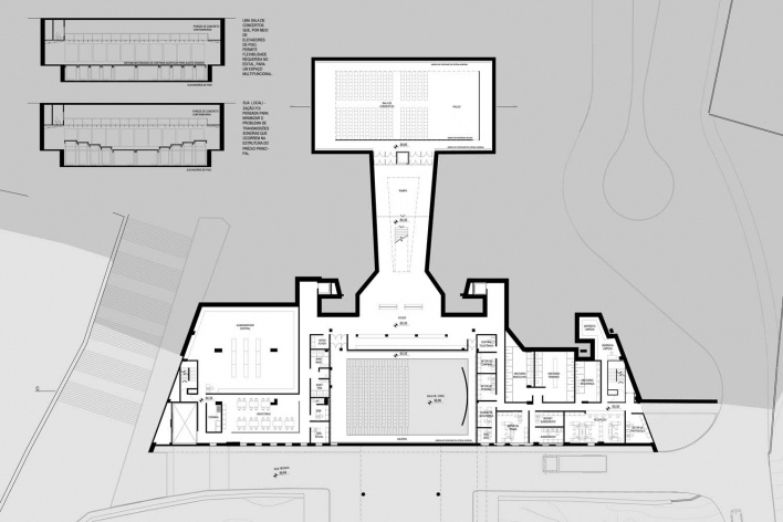 Complexo Teatro Castro Alves, planta -3, Salvador, 3º lugar concurso. César Shundi Iwamizu e equipe, 2010<br />Desenho escritório 