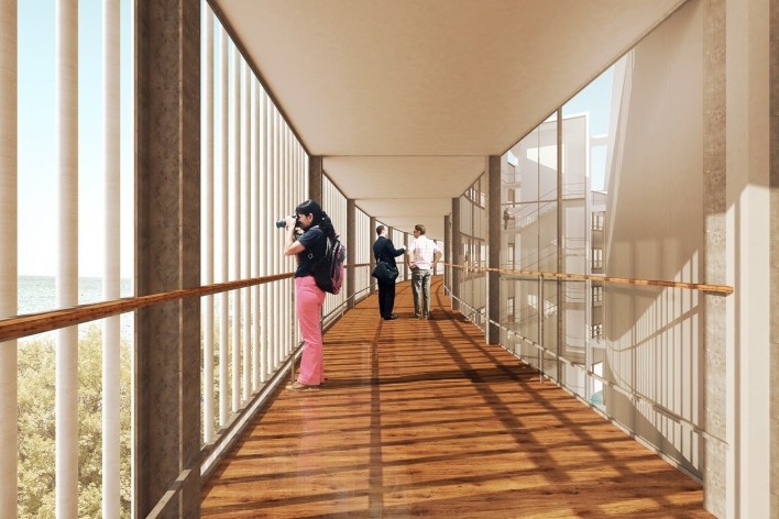 Concurso Anexo da Biblioteca Nacional, perspectiva, Rio de Janeiro, 2º lugar, arquitetos Eduardo de Almeida, Helena Ayoub, Cesar Shundi Iwamizu<br />Imagem divulgação 