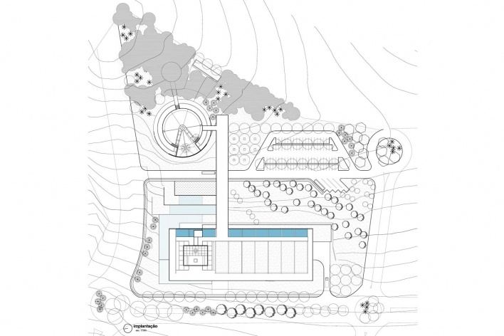 Concurso Internacional para Projeto Arquitetônico do Museu Exploratório de Ciências da Unicamp, implantação, menção honrosa. Arquitetos Alessandro Muzi, Hernani Paiva e Luiz Kuller, 2009<br />Desenho equpe 