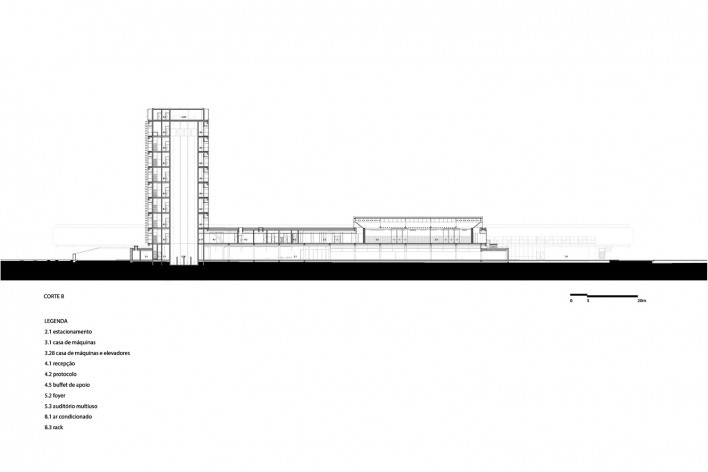 Fecomércio, Sesc e Senac do Rio Grande do Sul, corte BB, Porto Alegre RS, 2020. Arquitetos Dario Corrêa Durce, Emerson Vidigal, Eron Costin, Fabio Henrique Faria e João Gabriel Rosa (autores) / Estúdio 41<br />Imagem divulgação  [Estúdio 41]