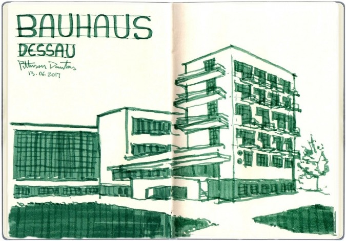 Bauhaus em Dessau, Alemanha<br />Desenho de Petterson Dantas 