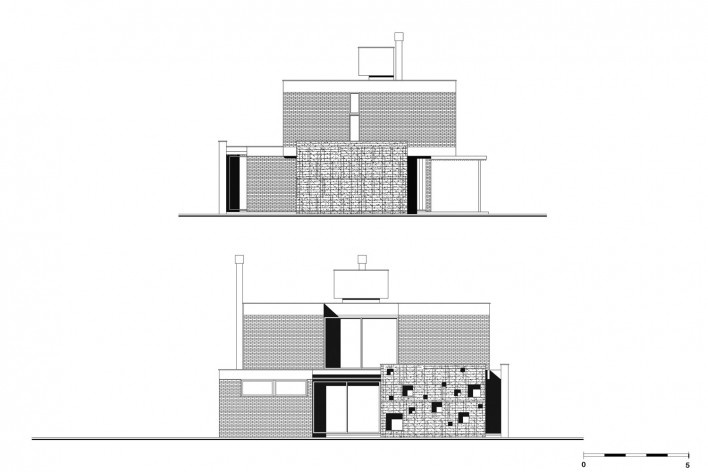 Casa Los Muros, fachadas Sul e Oeste, Xangri-lá RS Brasil, 2015. Arquitetos Cristiano Kunze e Nathalia Cantergiani / Cantergiani + Kunze Arquitetos<br />Imagem divulgação  [Cantergiani + Kunze Arquitetos]