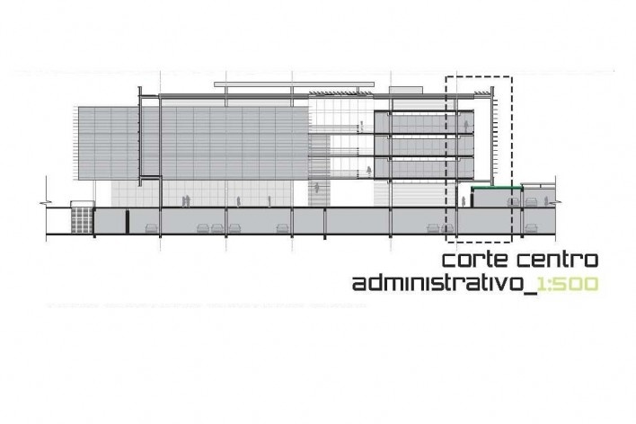 Concurso Sistema Fecomércio‐RS, corte do Centro Administrativo. Gabriel Cruz Grandó e equipe, 2º lugar, 2011