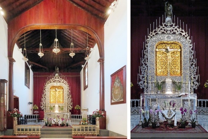 Santuário do Santíssimo Cristo, escultura em ouro e prata, pintura, La Laguna, Ilhas Canárias<br />Foto Victor Hugo Mori 