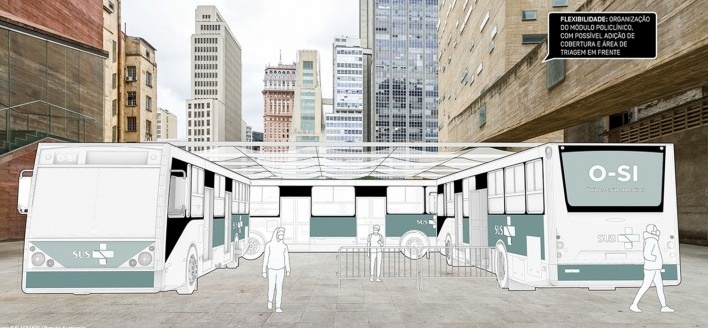 Ônibus de Saúde Imediata – O-SI. Arquitetos Andre Enrico Cassettari Zanolla, Antonio Roberto Zanolla, Rennan Carlos, Amanda Cunha (autores) / Democratic Architects<br />Imagem divulgação/ disclosure image  [Democratic Architects]