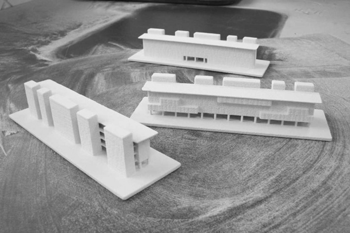 Unicamp 2030, imagens de protótipos (impressões tridimensionais) utilizadas para aferição de soluções, Leandro Medrano, Gabriela Celani, Júlia Spinelli, menção honrosa categoria profissional/ projetos, Universidade Estadual de Campinas, Campinas, SP, 2008