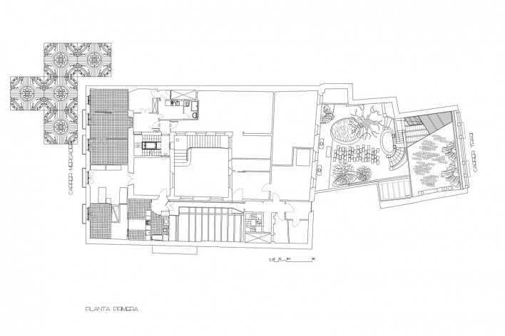 Planta primeira<br />Deseño Estudio Miralles-Tagliabue 