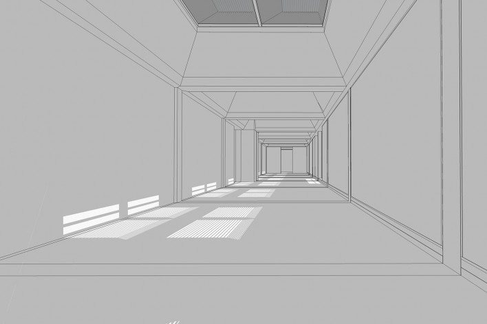 Sala de exposições no 4º pavimento<br />Elaboração Edson Mahfuz 