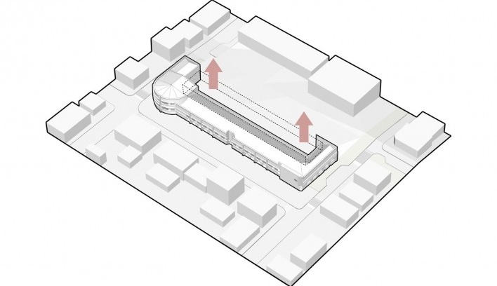 1º lugar Concurso Mercado Público de Lages, perspectiva esquemática do conjunto, Lages. Escritórios Zulian Broering + Zanatta Figueiredo<br />Imagem divulgação 