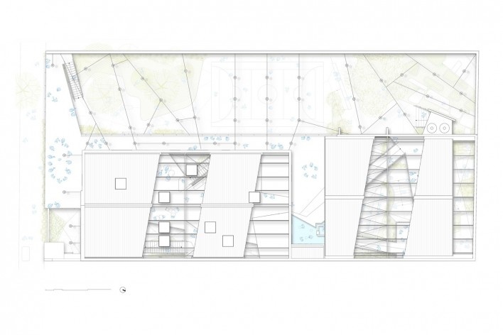 Wish School, planta cobertura, São Paulo SP Brasil, 2016. Arquitetos Alexandre Gervásio, Erico Botteselli, Lucas Thomé e Pedro de Bona / Grupo Garoa Arquitetos Associados<br />Imagem divulgação/ Disclosure image  [Acervo/ Collection Grupo Garoa Arquitetos Associados]