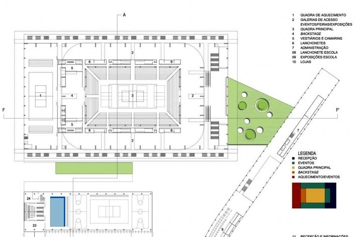 Concurso Sistema Fecomércio‐RS, planta nível +8,00 (detalhe). V.A. Arquitetura / Emerson Vidigal, 1º lugar, 2011