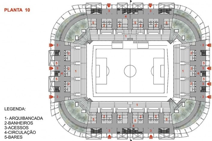 Arena Pantanal, planta 10, Cuiabá MT. Arquiteto Sergio Coelho [GCP Arquitetos]