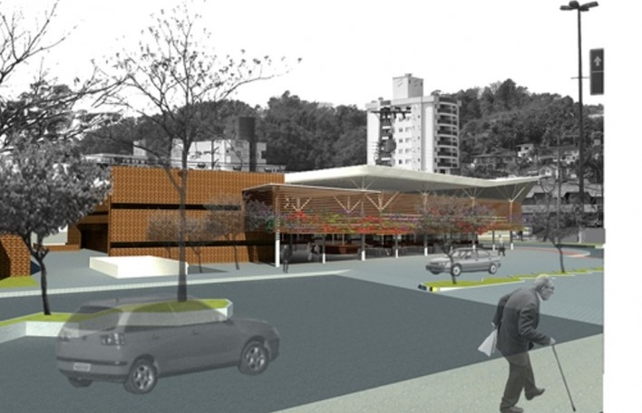 Vista externa - Largo do Mercado<br />Imagem do autor do projeto 
