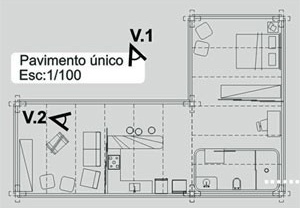 Residência 1-4. Planta pavimento único<br />Imagem dos autores do projeto 