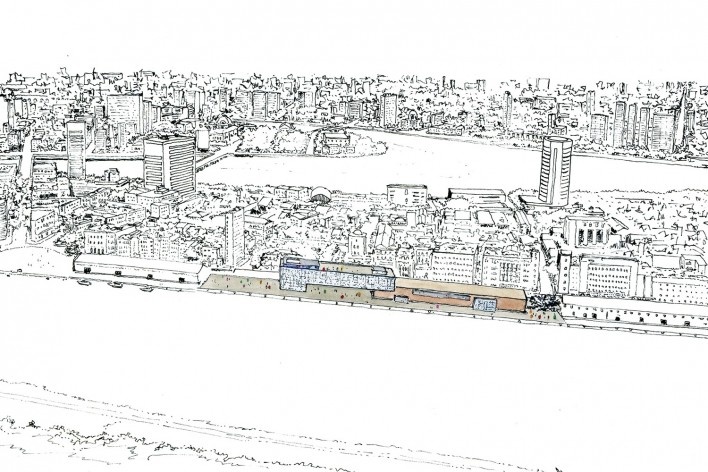 Cais do Sertão, 2018, Recife PE Brasil, croqui. Arquitetos Francisco Fanucci, Marcelo Ferraz e Pedro Del Guerra/ Brasil Arquitetura<br />Brasil Arquitetura 