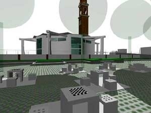 Praça, vista da área de jogos<br />Imagem dos autores do projeto 