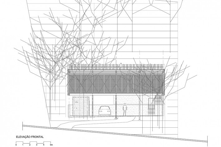 Residência Praia Vermelha, elevação frontal, Ubatuba SP Brasil, 2015. Arquitetos Lua Nitsche e Pedro Nitsche/Nitsche Arquitetos/Nitsche Arquitetos<br />Imagem divulgação  [Acervo Nitsche Arquitetos]
