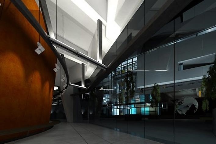 Concurso Internacional para Projeto Arquitetônico do Museu Exploratório de Ciências da Unicamp, hall, 3º colocado. Arquiteto  Erik W. Lewitt, 2009<br />Imagem autor 