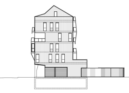 Fachada lateral<br />Desenho escritório 