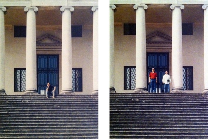 Abilio Guerra, Renato Anelli e Ana Paula Koury na Villa Capra, ou "La Rottonda”, Vicenza. Arquiteto Andrea Palladio<br />Fotos Renato Anelli / Abilio Guerra 