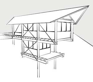 Perspectiva da face oeste<br />Imagem dos autores do projeto 