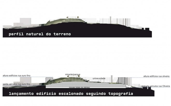 Premiação “Viva o Mercado!”, perfil natural do terreno, lançamento edifício escalonado seguindo topografia, João Antônio Valle Diniz e equipe, Segundo Lugar, Belo Horizonte, MG, Brasil, 2011