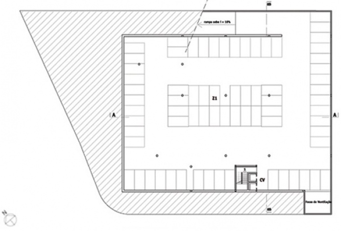 Planta 2º Subsolo
CV – Circulação Vertical
Z1 – Estacionamento<br />Imagem dos autores do projeto 