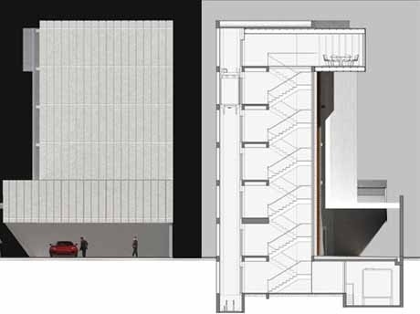 Fachada Prof. Guerreiro Lima e corte transversal<br />Imagem dos autores do projeto 