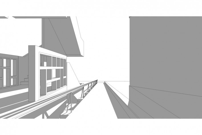 Associação da Indústria Têxtil, vista externa do edifício, Ahmedabad, Gujarat, Índia, 1954. Arquiteto Le Corbusier<br />Elaboração/ Elaboración Edson Mahfuz 