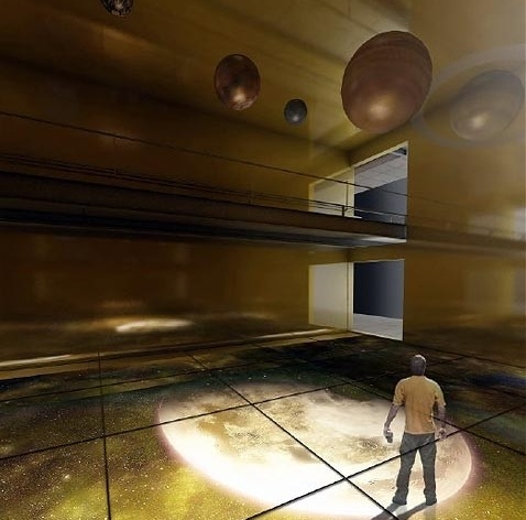 Concurso Internacional para Projeto Arquitetônico do Museu Exploratório de Ciências da Unicamp, vista ilustrativa do interior dos “cubos”, parte das áreas de exposição com controle de iluminação, ventilação e acesso a, menção honrosa. Arquitetos Alessandr<br />Imagem equipe 