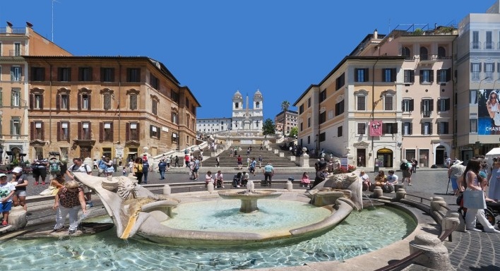 Piazza di Spagna e Fontana della Barcaccia, Roma, Itália<br />Foto Victor Hugo Mori 