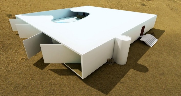 Residência Rothschild, Cesaréia, Israel, 1965, arquiteto Oscar Niemeyer<br />Modelagem tridimensional Marco Milazzo e Rômulo Almagro 