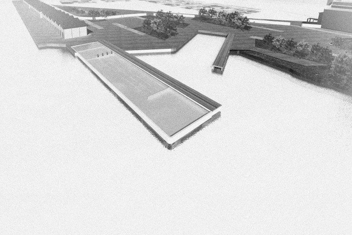 Piscina flutuante no cais, Porto Alegre. Arquiteta Nathalia Cantergiani<br />Imagem divulgação 