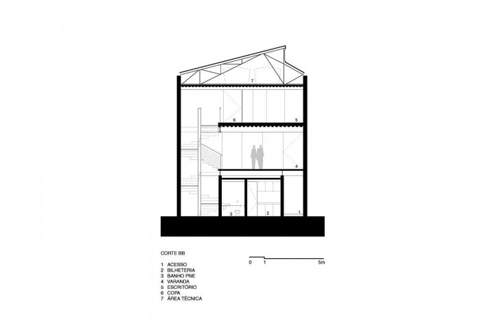 Instituto Brincante, corte B-B, São Paulo SP, 2016, escritório Bernardes Arquitetura<br />Imagem divulgação 