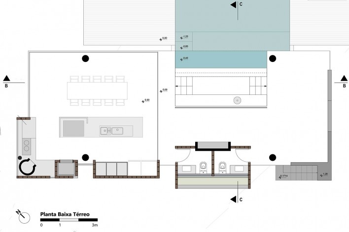 Kiosk EL165, plan, Gravataí RS Brasil, 2016. Architects Diego Brasil and Anderson Calvi / Br3 Arquitetos<br />Imagem divulgação / disclosure image  [Br3 Arquitetos]
