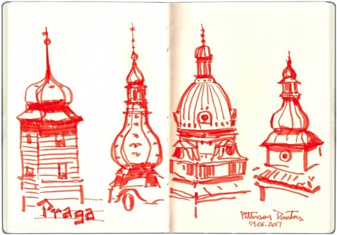 Topos de Praga, República Tcheca<br />Desenho de Petterson Dantas 