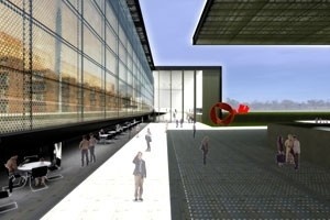 Vista da praça de convívio<br />Imagem dos autores do projeto 