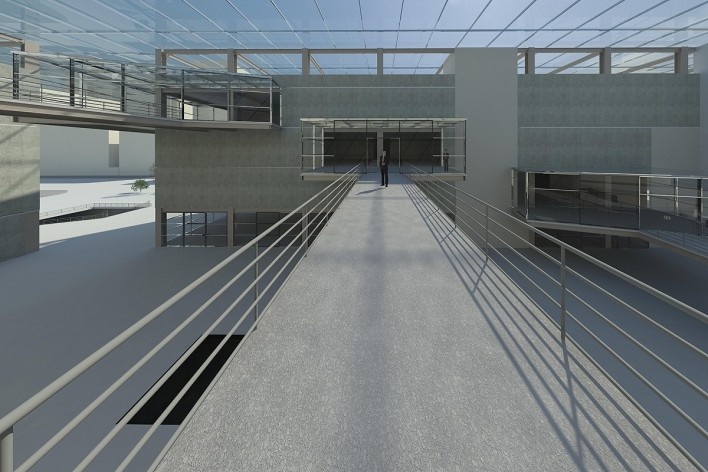 Vista interna. Centro de Arte Digital. TFG Tássia De Los Reyes Clemente.<br />divulgação 