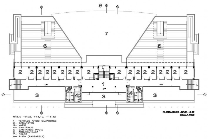 Arquibancada Palco - planta nível + 9.92 [Desenho do escritório]
