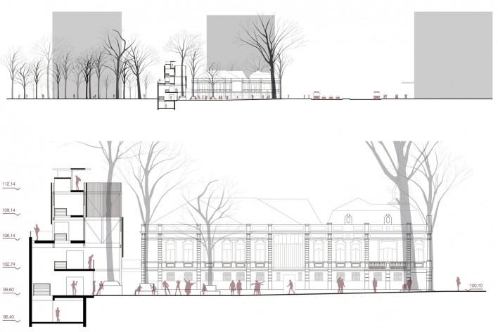 Museu da Diversidade Sexual, cortes. Hereñú + Ferroni Arquitetos, 2014<br />Imagem divulgação 