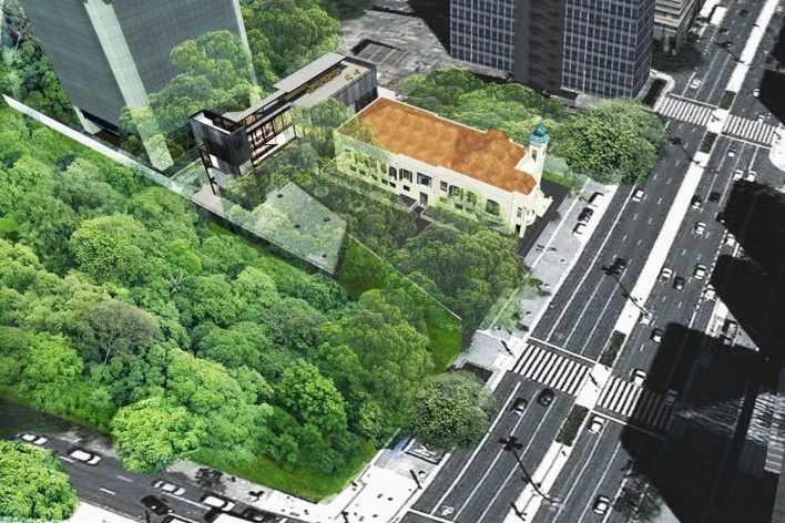 Museu da Diversidade Sexual, perspectiva do conjunto. Hereñú + Ferroni Arquitetos, 2014<br />Imagem divulgação 