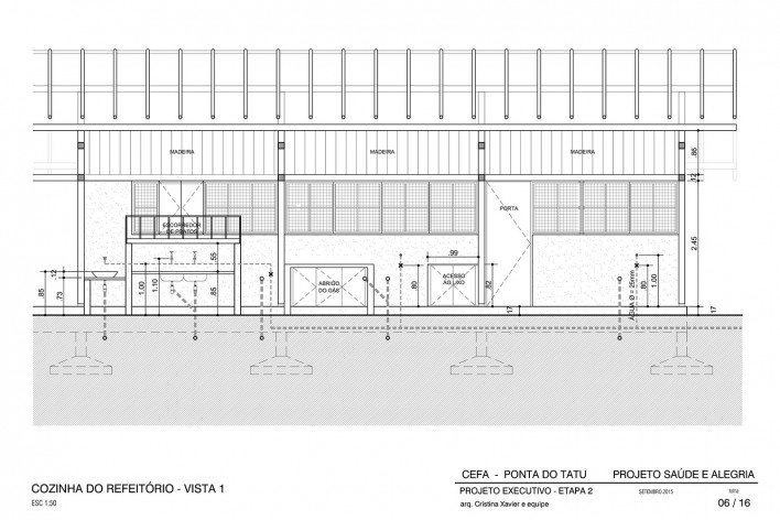 Centro Experimental Floresta Ativa - CEFA, elevação da cozinha do refeitório principal, RESEX Tapajó-Arapiuns PA. Arquiteta Cristina Xavier<br />Imagem divulgação 