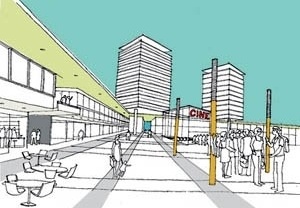Vista interna da praça<br />Imagem dos autores do projeto 