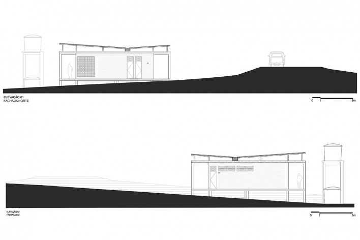Casa do Mel, elevações 01 e 02, Canaã dos Carajás PA, 2018. Arquitetos Christian Naoyuki Teshirogi e Noelia Monteiro de Ribeiro / Estúdio Flume<br />Imagem divulgação  [Estúdio Flume]