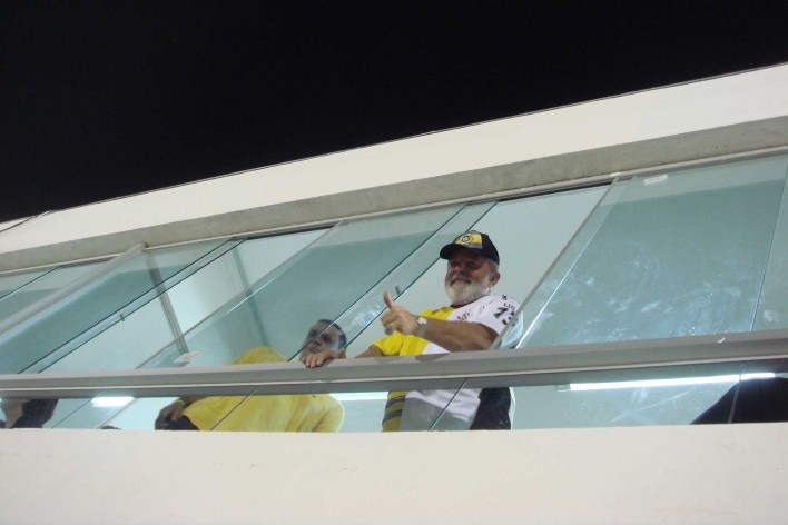 Ex-presidente Lula no novo camarote do Estadio.Effect Arquitetura e Gerenciamento de Projetos, Estádio 1º. De Maio, São Bernardo do Campo- SP.<br />Effect Arquitetura e Gerenciamento de Projetos 