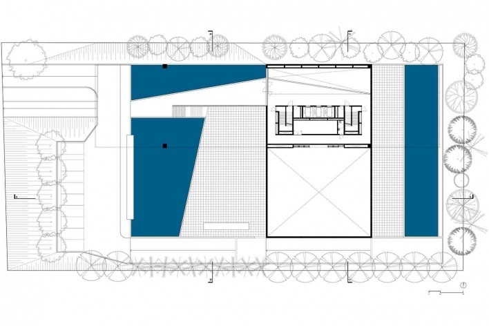 Nova sede da Confederação Nacional de Municípios – CNM, planta térreo, Brasília DF, 2016. Arquitetos Luís Eduardo Loiola e Maria Cristina Motta / Mira Arquitetos<br />Desenho divulgação 